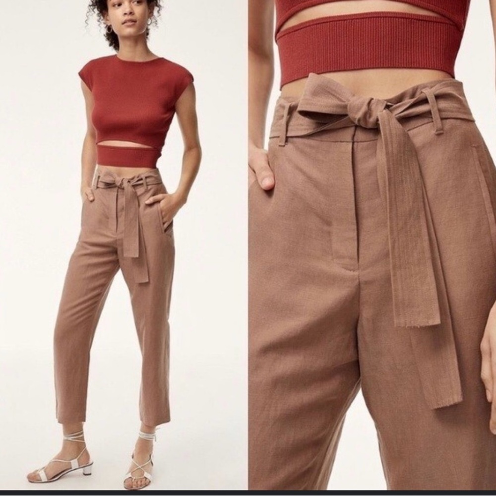 Wilfred Jallade Tie front pants size 4 in Cotton Linen Look Aritzia
